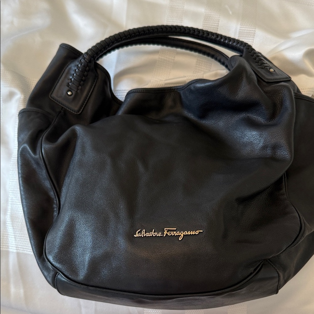 Salvatore Ferragamo Black Leather Shoulder Bag